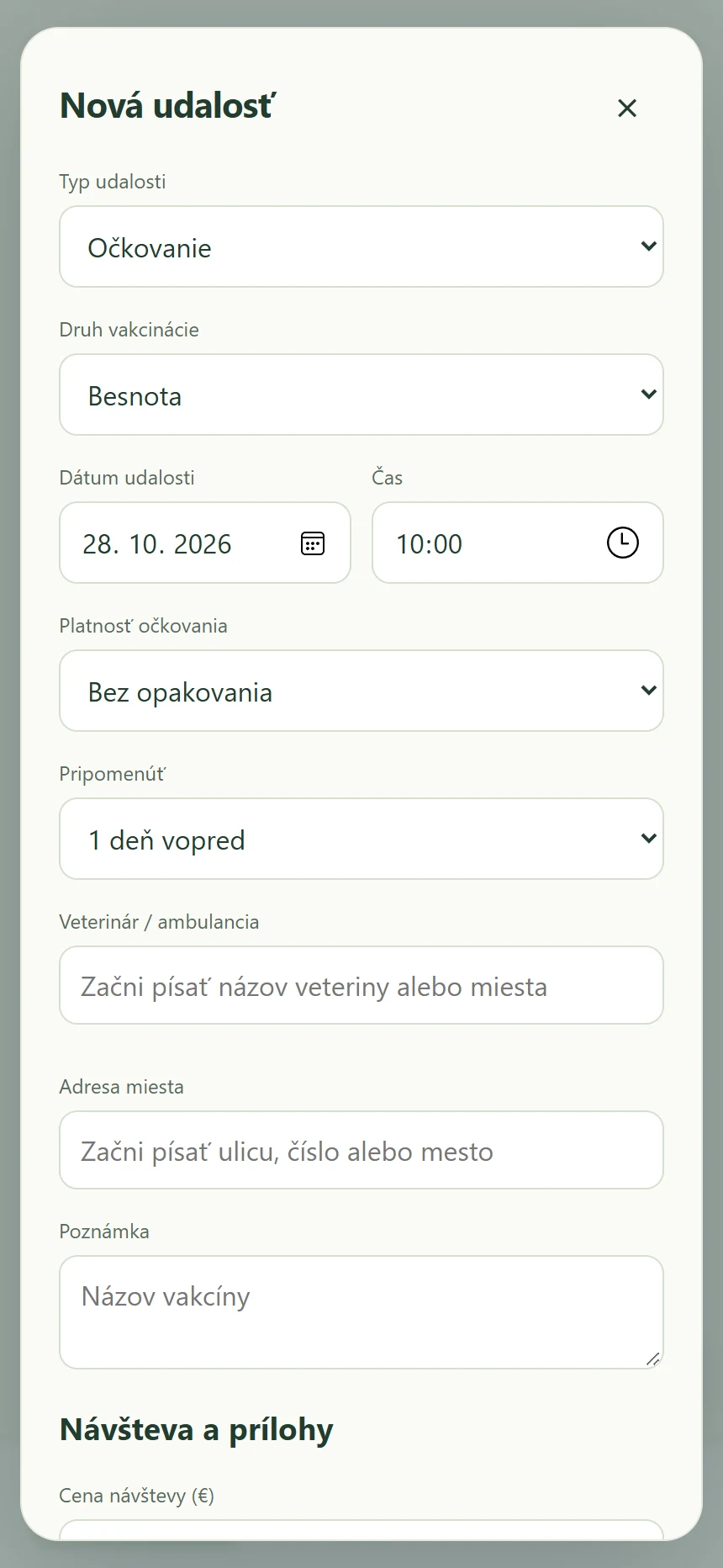 My pawrent diary — Pridanie očkovania